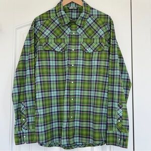 Stio Eddy Long Sleeve Green Plaid Long Sleeve Medium